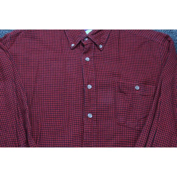 VTG Northcrest Mens Medium Red Check Flannel Longs Sleeve Button Up - Picture 4 of 12